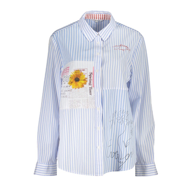 DESIGUAL CAMICIA MANICHE LUNGHE DONNA AZZURRO DESIGUAL CAMICIA MANICHE LUNGHE DONNA AZZURRO