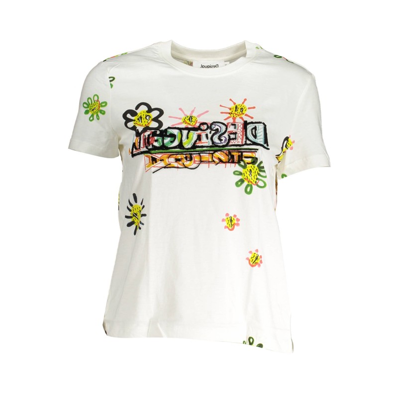 DESIGUAL T-SHIRT MANICHE CORTE DONNA BIANCO DESIGUAL T-SHIRT MANICHE CORTE DONNA BIANCO