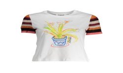 DESIGUAL T-SHIRT MANICHE CORTE DONNA BIANCO
