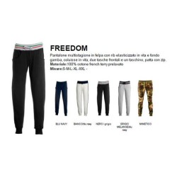 Pantalone FREEDOM uomo in felpa, rib elasticizzato in vita e a fondo gamba