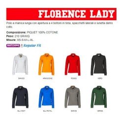 Polo FLORENCE LADY sfiancata da donna manica lunga con 4 bottoni in tinta effetto perlato
