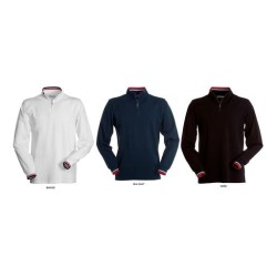 Polo PRIVE manica lunga a mezza zip in metallo con colletto slanciato