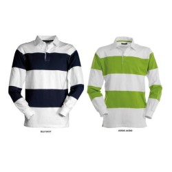 Polo RUGBY manica lunga bicolore a 3 bottoni