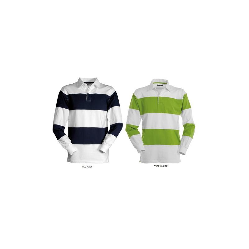 Polo RUGBY manica lunga bicolore a 3 bottoni
