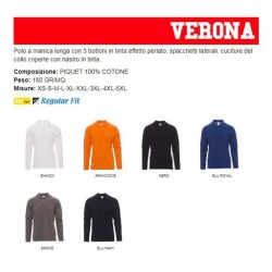 Polo VERONA a manica lunga con 3 bottoni in tinta effetto perlato