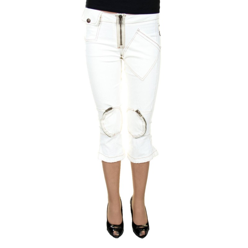 KING'S JEANS PANTALONE PESCATORA DONNA BIANCO KING'S JEANS PANTALONE PESCATORA DONNA BIANCO