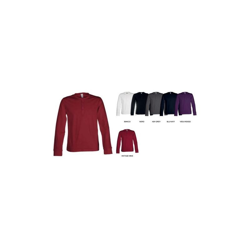 T-Shirt girocollo HARBOUR manica lunga in 100% cotone Jersey pettinato
