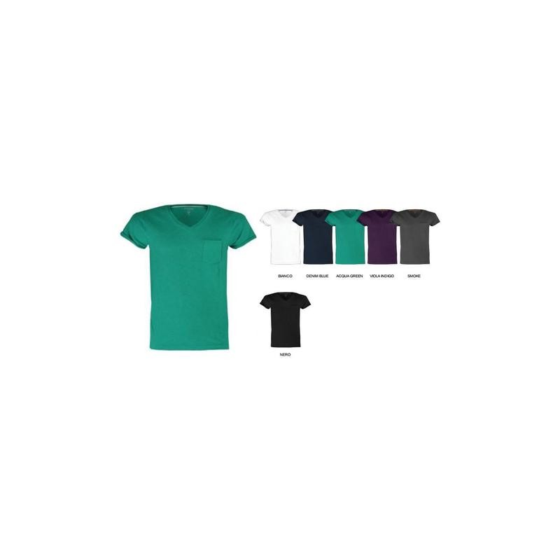 T-Shirt WILD collo a V 100% cotone pettinato manica corta