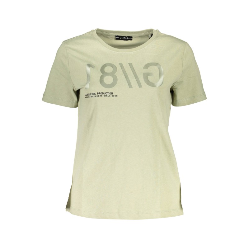 GUESS JEANS T-SHIRT MANICHE CORTE DONNA VERDE