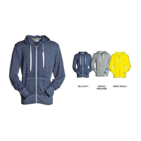 Felpa BURN a zip intera con cappuccio con coulisse
