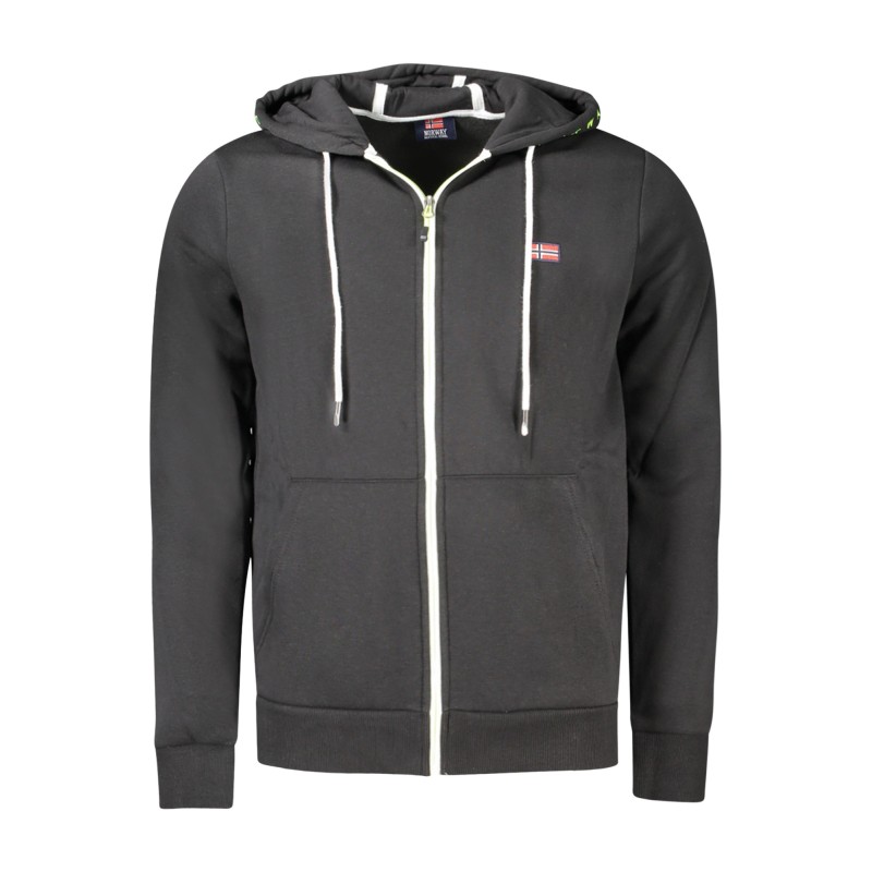NORWAY 1963 FELPA CON ZIP UOMO NERO NORWAY 1963 FELPA CON ZIP UOMO NERO