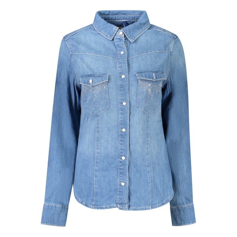 GUESS JEANS CAMICIA MANICHE LUNGHE DONNA BLU GUESS JEANS CAMICIA MANICHE LUNGHE DONNA BLU