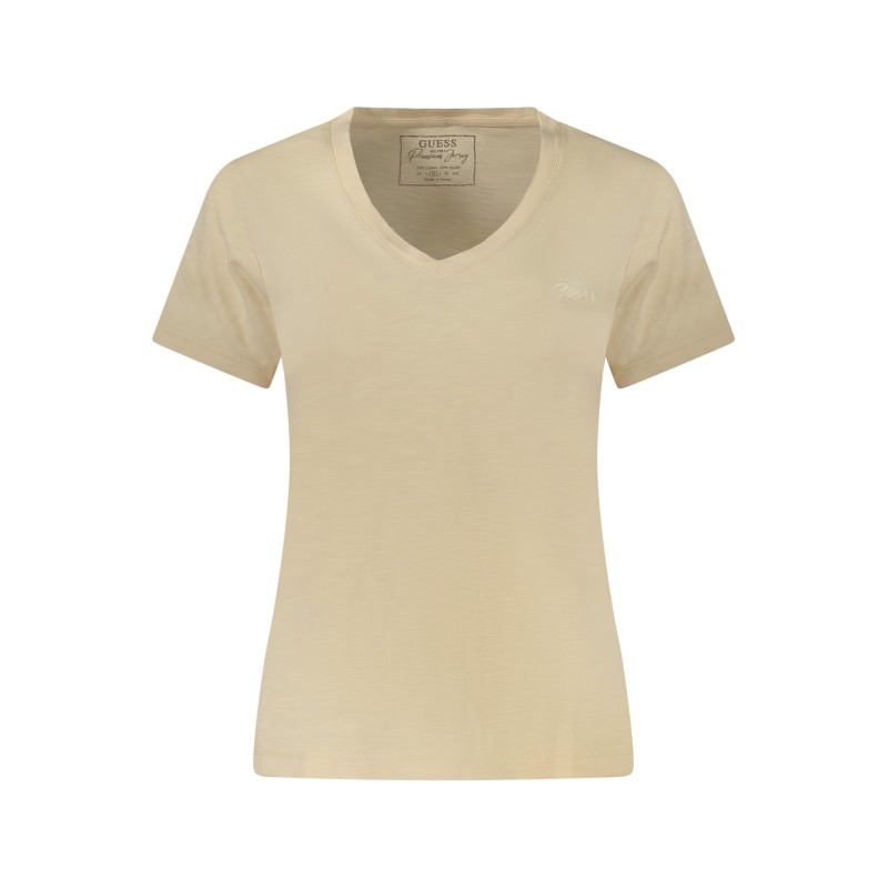 GUESS JEANS T-SHIRT MANICHE CORTE DONNA BEIGE