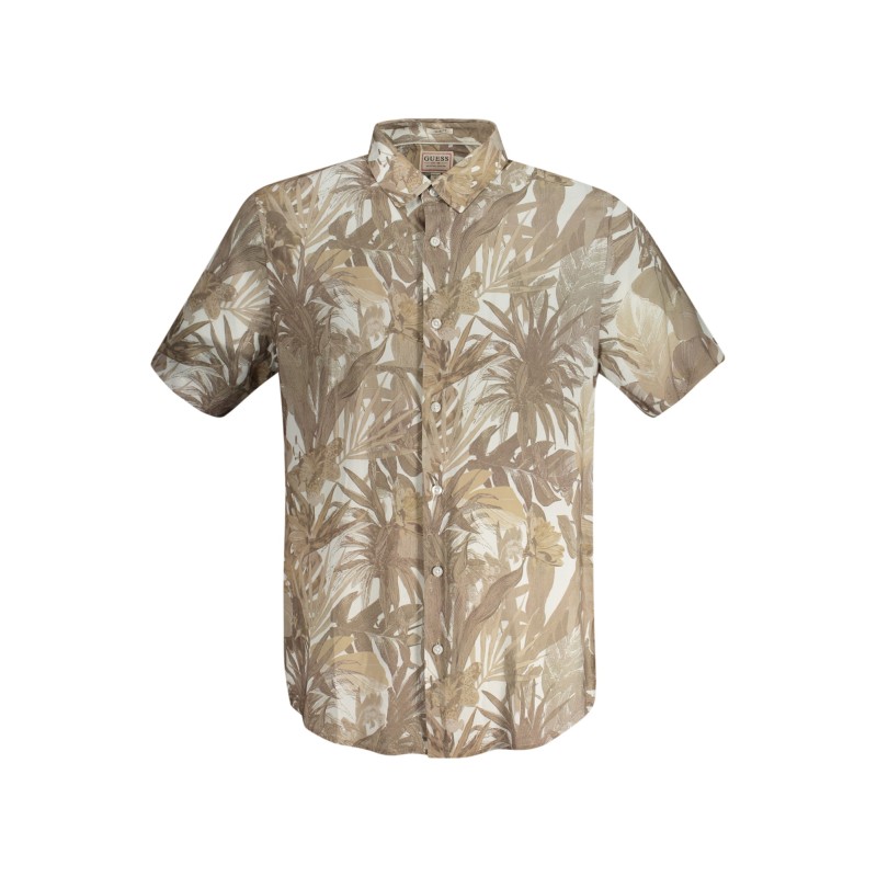 GUESS JEANS CAMICIA MANICHE CORTE UOMO BEIGE GUESS JEANS CAMICIA MANICHE CORTE UOMO BEIGE
