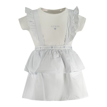 GUESS JEANS T-SHIRT MANICHE CORTE BAMBINA BIANCO
