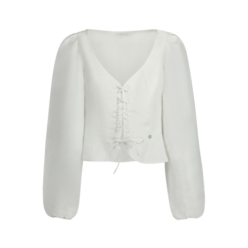 GUESS JEANS CAMICIA MANICHE LUNGHE DONNA BIANCO GUESS JEANS CAMICIA MANICHE LUNGHE DONNA BIANCO