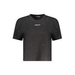 GUESS JEANS T-SHIRT MANICHE CORTE DONNA NERO
