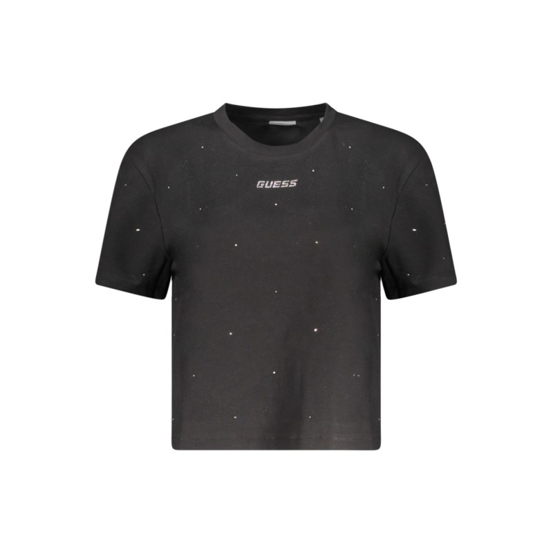 GUESS JEANS T-SHIRT MANICHE CORTE DONNA NERO GUESS JEANS T-SHIRT MANICHE CORTE DONNA NERO