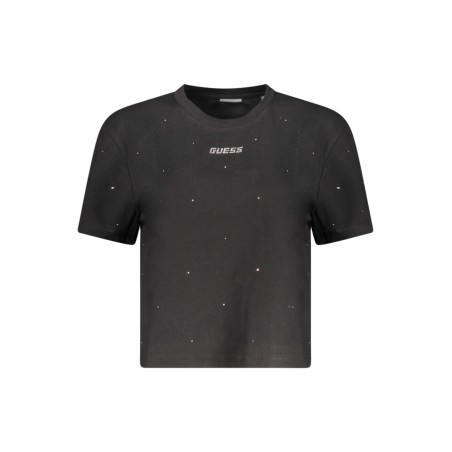GUESS JEANS T-SHIRT MANICHE CORTE DONNA NERO