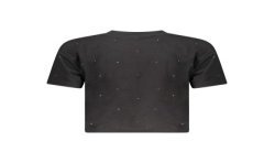GUESS JEANS T-SHIRT MANICHE CORTE DONNA NERO