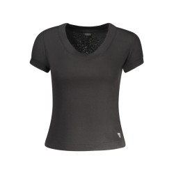 GUESS JEANS T-SHIRT MANICHE CORTE DONNA NERO