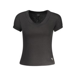 GUESS JEANS T-SHIRT MANICHE CORTE DONNA NERO