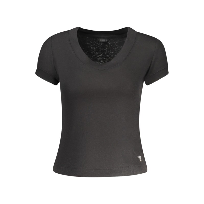 GUESS JEANS T-SHIRT MANICHE CORTE DONNA NERO GUESS JEANS T-SHIRT MANICHE CORTE DONNA NERO