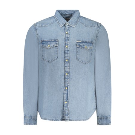 GUESS JEANS CAMICIA MANICHE LUNGHE UOMO AZZURRO