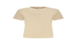 GUESS JEANS T-SHIRT MANICHE CORTE DONNA BEIGE