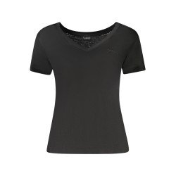 GUESS JEANS T-SHIRT MANICHE CORTE DONNA NERO