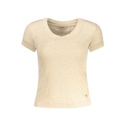 GUESS JEANS T-SHIRT MANICHE CORTE DONNA BEIGE