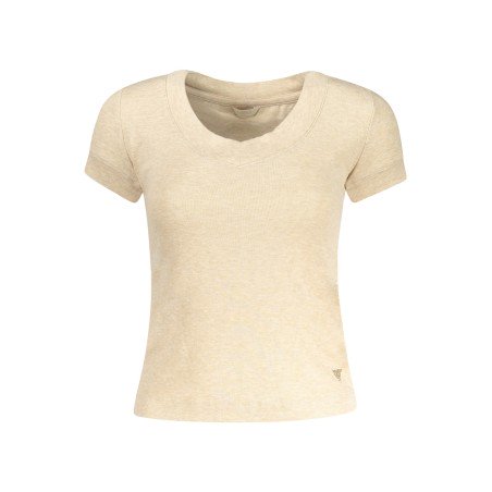 GUESS JEANS T-SHIRT MANICHE CORTE DONNA BEIGE