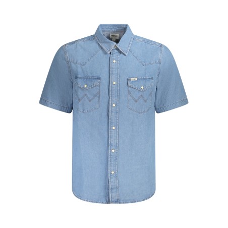 WRANGLER CAMICIA MANICHE CORTE UOMO AZZURRO