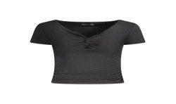 GUESS JEANS T-SHIRT MANICHE CORTE DONNA NERO
