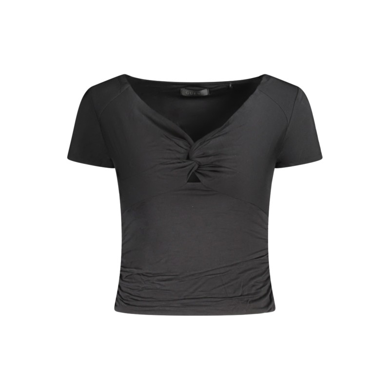 GUESS JEANS T-SHIRT MANICHE CORTE DONNA NERO