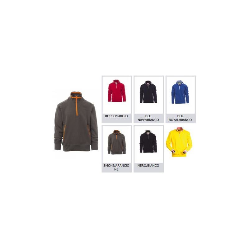 felpa rio uomo, mezza zip in plastica in colore a contrasto felpa rio uomo, mezza zip in plastica in colore a contrasto