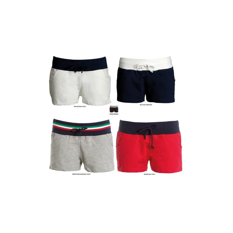 bermuda volley donna bicolore in felpa 100% cotone e fascia elastica nella vita bermuda volley donna bicolore in felpa 100% cotone e fascia elastica nella vita