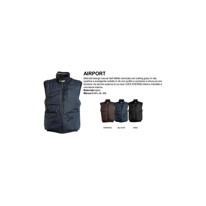 gilet airport in nylon imbottito con chiusura a tricolore gilet airport in nylon imbottito con chiusura a tricolore