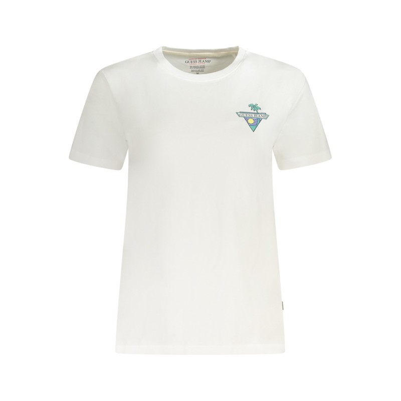 GUESS JEANS T-SHIRT MANICHE CORTE DONNA BIANCO GUESS JEANS T-SHIRT MANICHE CORTE DONNA BIANCO