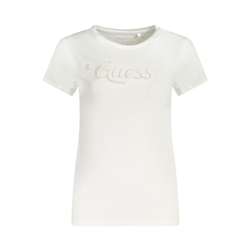 GUESS JEANS T-SHIRT MANICHE CORTE DONNA BIANCO GUESS JEANS T-SHIRT MANICHE CORTE DONNA BIANCO