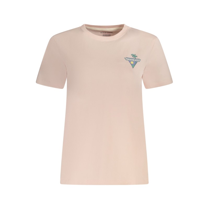 GUESS JEANS T-SHIRT MANICHE CORTE DONNA ROSA GUESS JEANS T-SHIRT MANICHE CORTE DONNA ROSA