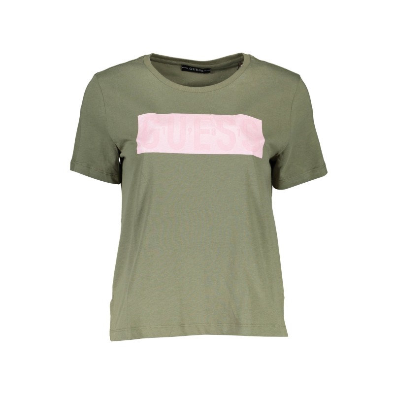 GUESS JEANS T-SHIRT MANICHE CORTE DONNA VERDE GUESS JEANS T-SHIRT MANICHE CORTE DONNA VERDE