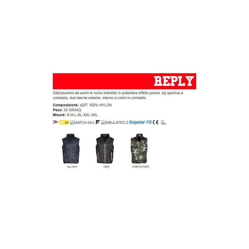 Gilet Piumino REPLY uomo, zip in nylon a contrasto