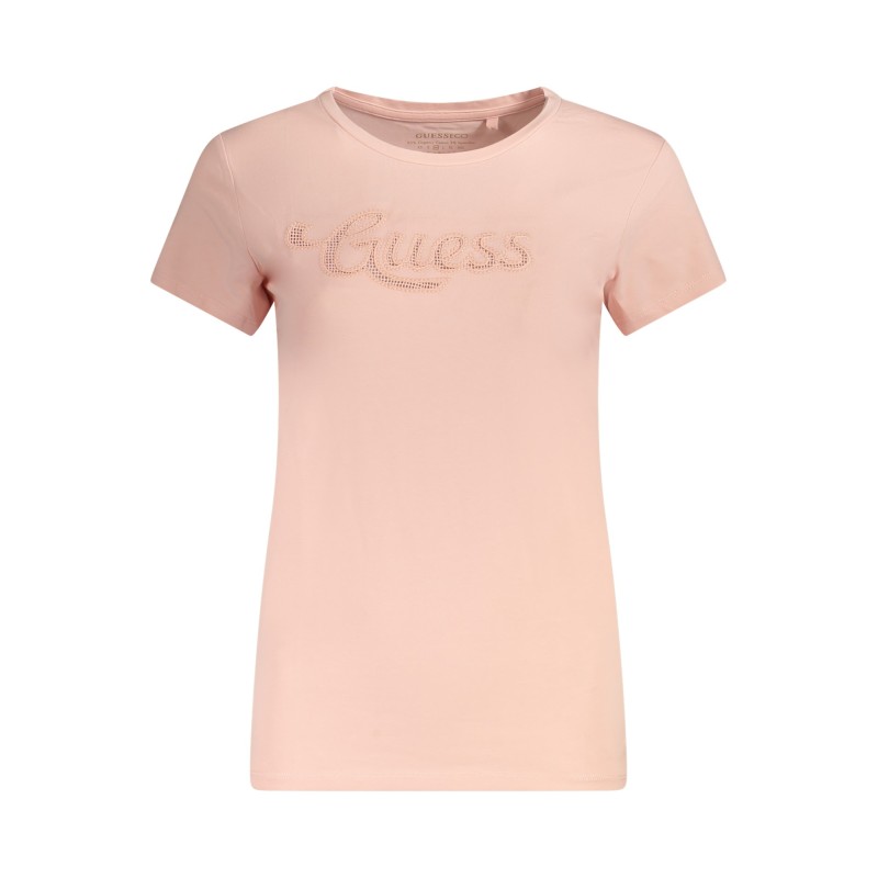 GUESS JEANS T-SHIRT MANICHE CORTE DONNA ROSA GUESS JEANS T-SHIRT MANICHE CORTE DONNA ROSA