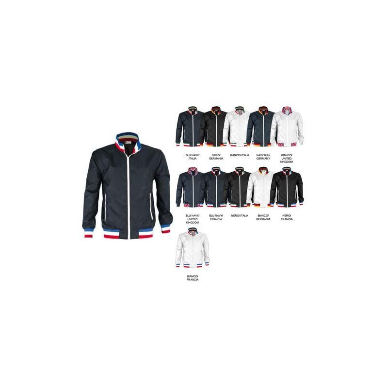 Giubbino UNITED uomo, zip bianca in plastica con cursore in metallo