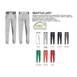 Pantalone SEATTLE LADY donna in felpa, rib elasticizzato in vita e a fondo gamba