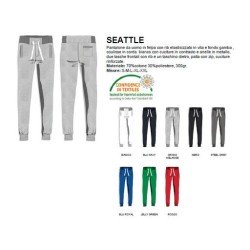 Pantalone SEATTLE uomo in felpa, rib elasticizzato in vita e a fondo gamba