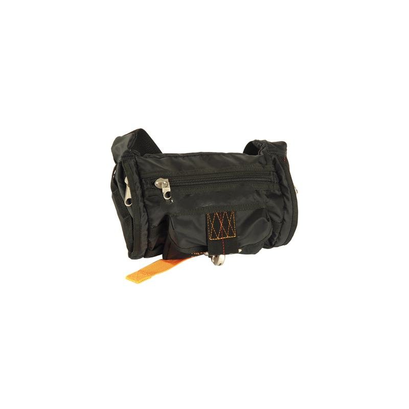 borsa marsupio schieramento in nylon nero con cuciture a contrasto