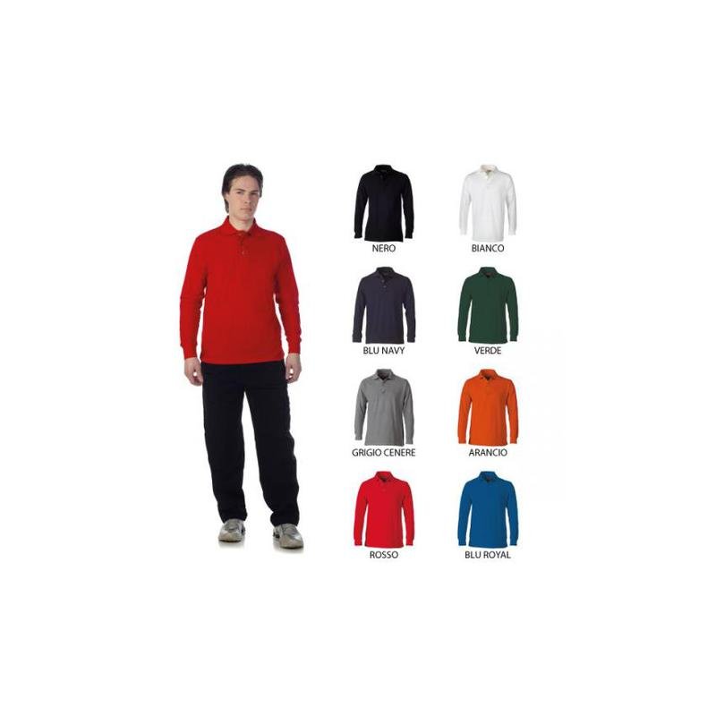 polo hockey  manica lunga con tre bottoni in tinta