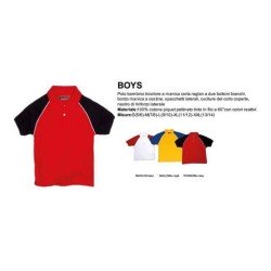 Polo BOYS bambino bicolore a manica corta raglan a due bottoni bianchi